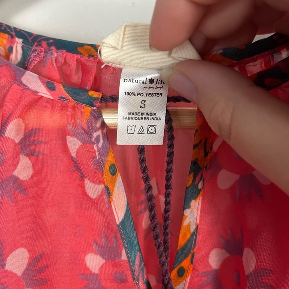 Live Happy Natural life sheer small Pink & Multicolored Bohemian blouse - Picture 4 of 6